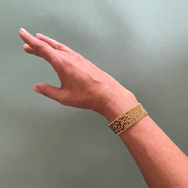 Brazalete Telar Dorado Delgado Difuminado Plata Pavonada